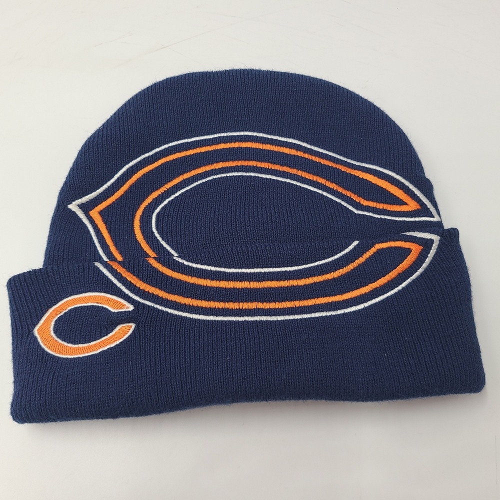 Vintage Chicago Bears Hat Beanie NFL Blue Orange NFL Football Knit Stocking Cap